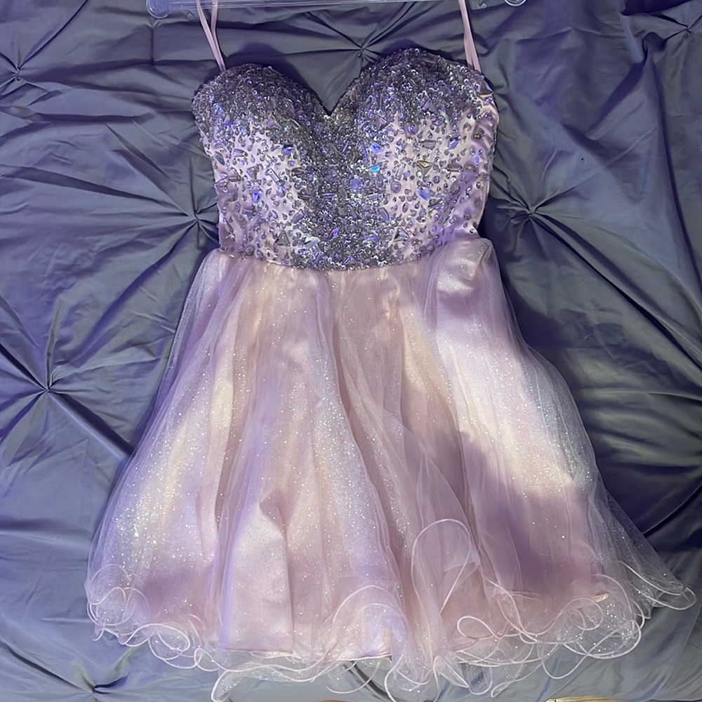short light pink prom dress
